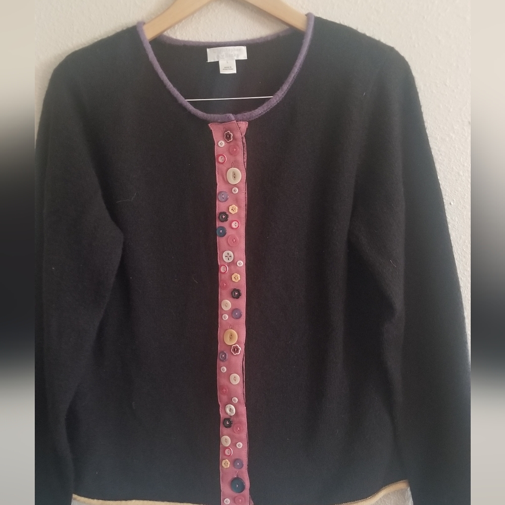 Christopher & Banks women black sweater with button embellishments size …